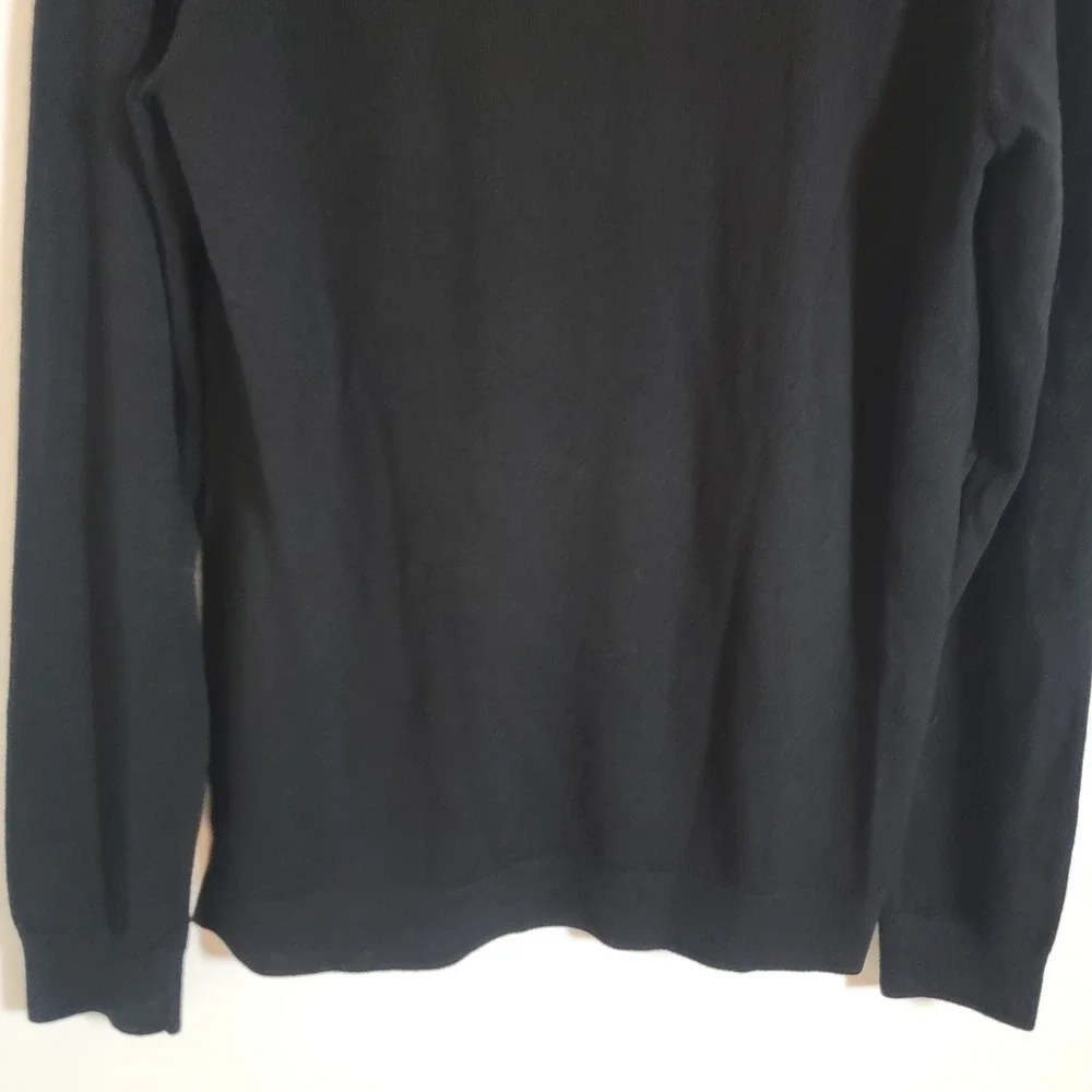 Express 100% Merino Wool Quarter Zip Polo Sweater Black Purple Stripe Medium